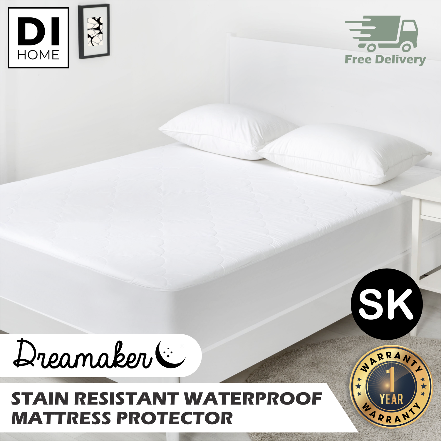 Dreamaker Stain Resistant Waterproof Mattress Protector Super King Bed