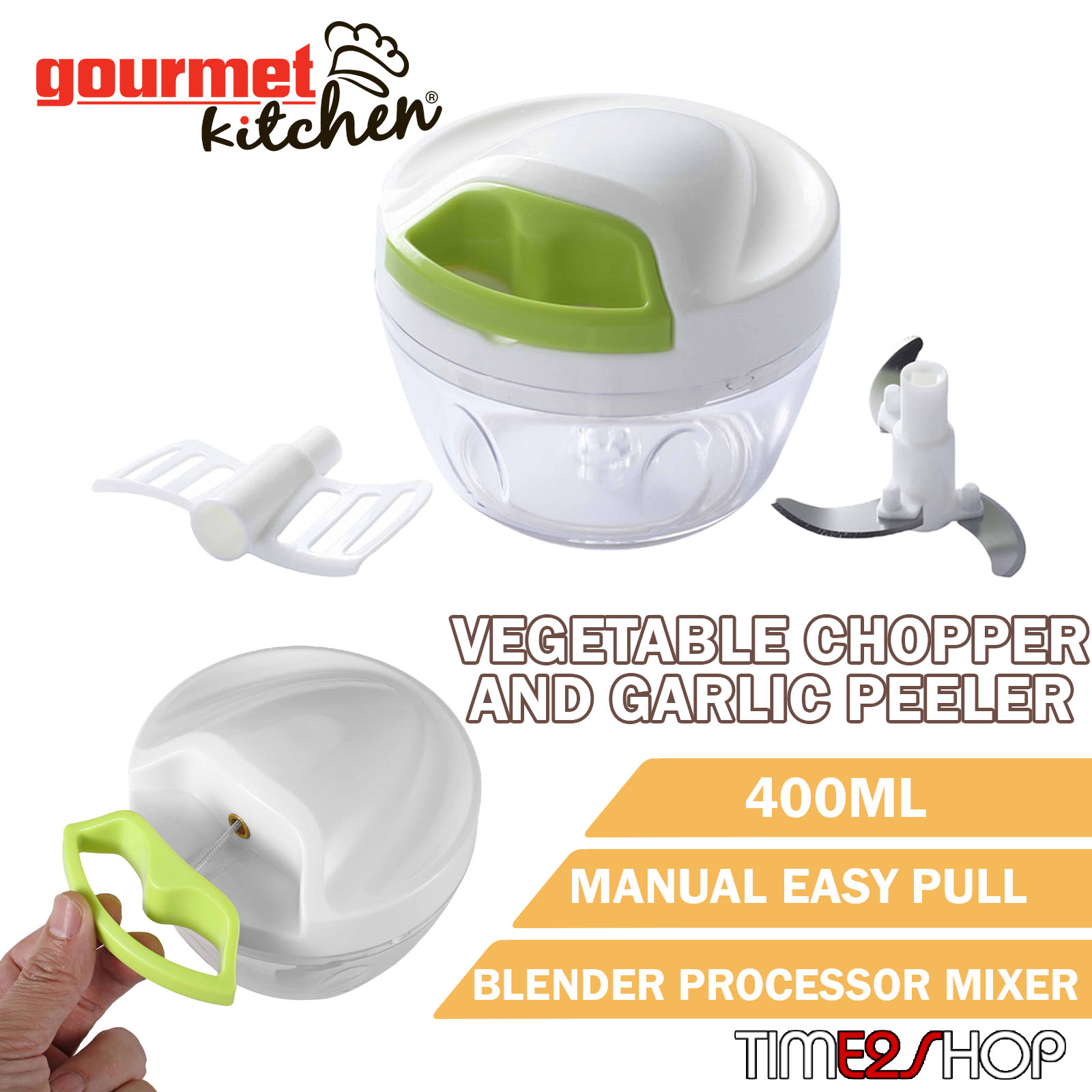 Gourmet Kitchen 400ML VEGETABLE CHOPPER AND GARLIC PEELER
