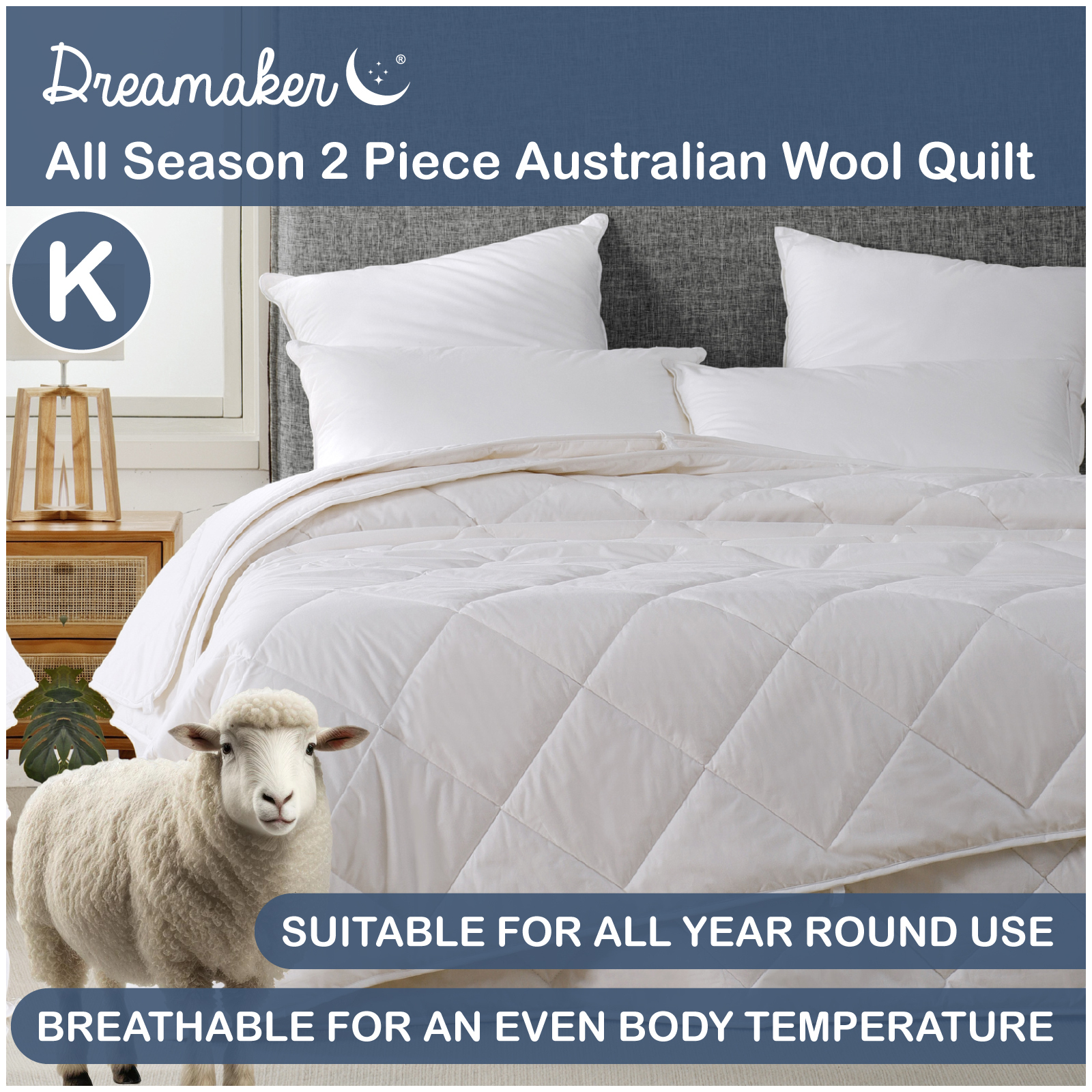 All Season Australian Wool Quilts Doona 2 Piece Quilt Super
