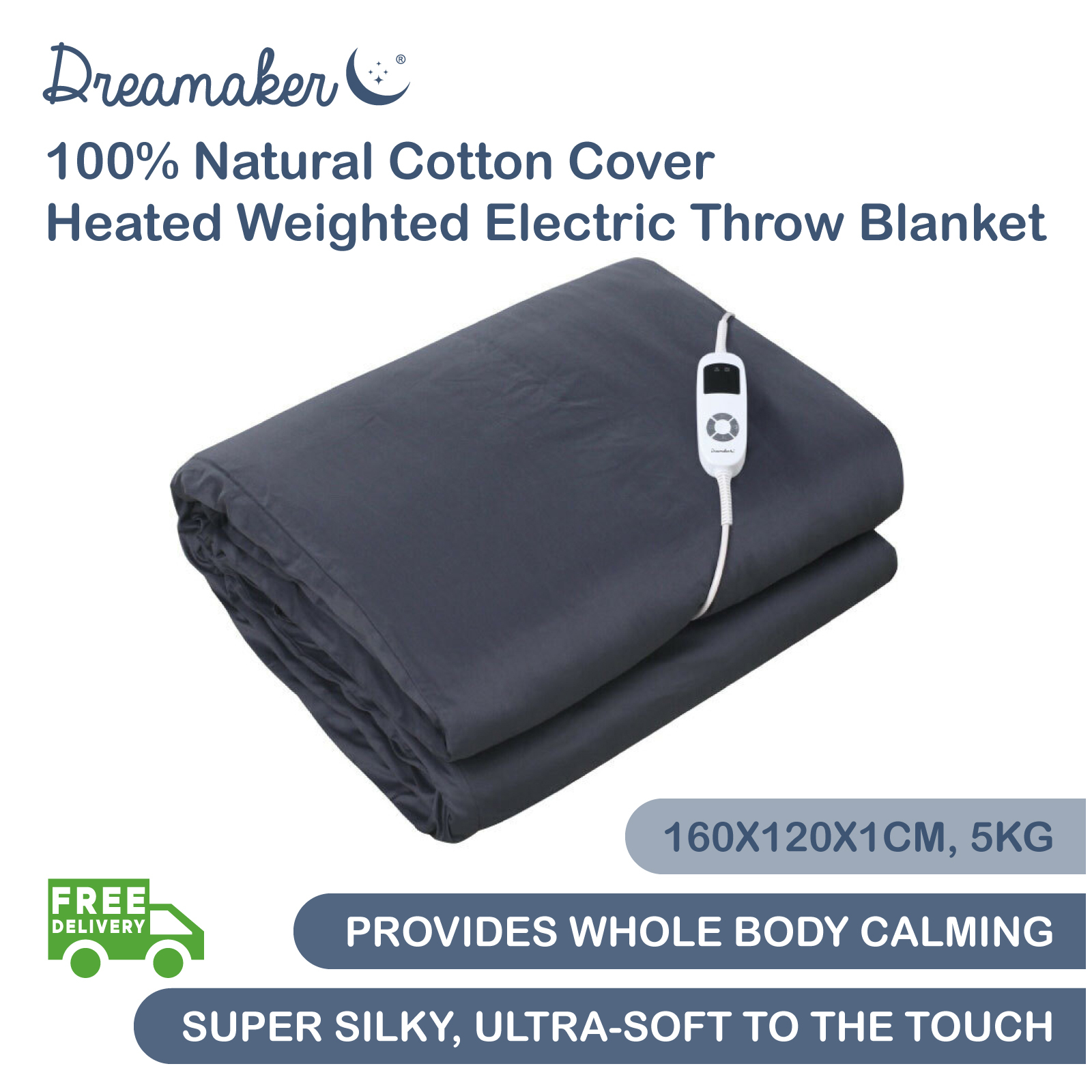 Dreamaker 100 Natural Cotton Cover Heated Weighted Electric Throw