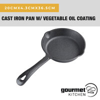Gourmet Kitchen 17Cm Cast Iron Frypan W/ Vegetable Oil Coating Skillet Black