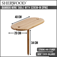 Sherwood Bamboo Picnic Screw In Double Wine Glass Holder Natural