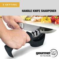 Gourmet Kitchen 3 Setting Handle Knife Sharpener - Black