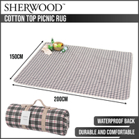 Sherwood Cotton Top Picnic Rug 200x150cm Beige Checkers