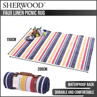 Sherwood Faux Linen Picnic Rug 200x150cm Colour Stripes