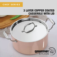 Gourmet Kitchen Chef Series 3 Layer Copper Coated Casserole With Lid Copper/ Silver