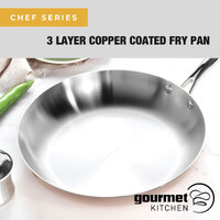 Gourmet Kitchen Chef Series 3 Layer Copper Coated Fry Pan Copper/ Silver