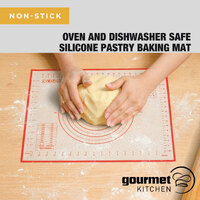 Gourmet Kitchen Non-Stick Oven And Dishwasher Safe Silicone Pastry Baking Mat With Red/White 40X50Cm