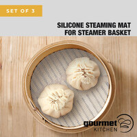 Gourmet Kitchen Silicone Steaming Mat For Steamer Basket Set Of 3 Round White 17Cm