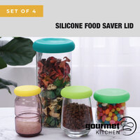 Gourmet Kitchen Silicone Food Saver Lid - Set Of 4 - Multi Colour 