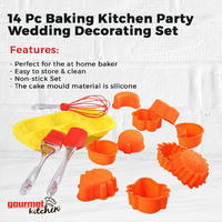 Gourmet Kitchen 14 Piece Baking Set With Cake Mould/Spatula/Brush/Whisk - Multi Colour 