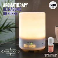 Home Living Aromatherapy Ultrasonic Diffuser With Free Lavander Oil & Light 300Ml White