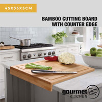 Gourmet Kitchen Bamboo Cutting Board With Counter Edge - Natural Brown