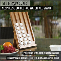 Sherwood Home Bamboo Nespresso Compatible Coffee Pod Waterfall Stand - Natural Brown - 20.3x35x3.5cm