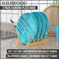Sherwood Home 2 Pack Bamboo Standing Plate Rack - Natural Brown