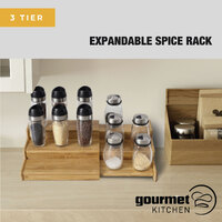 Gourmet Kitchen 3 Tier Expandable Spice Rack Natural Brown - 23x21x8.4cm