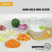 Gourmet Kitchen Hand Held Garlic Chopper - White/Green -  400Ml