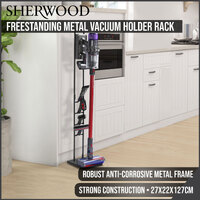 Sherwood Cordless Stick Vacuum Stand Holder Metal Black 27x22x127cm 