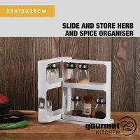 Gourmet Kitchen Slide and Store Herb and Spice Organiser White - 27x13x27cm