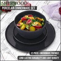 Sherwood 12-piece Dinnerware Set Charcoal