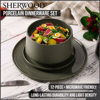 Sherwood 12-piece Dinnerware Set Olive Green 