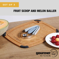 Gourmet Kitchen Fruit Scoop & Melon Baller Set Of 3 - Blue/Grey 