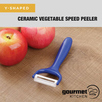 Gourmet Kitchen Ceramic Y-Shaped Vegetable Speed Peeler Blue