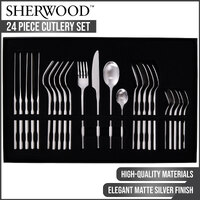Sherwood Home 24pcs Cutlery set with Mirror Polish Silver