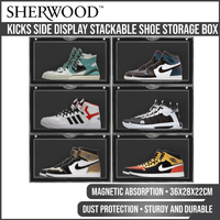 Sherwood Kicks Side Display Stackable Shoe Storage Box Black - 6 Pack