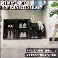 Sherwood Front Display Shoe Box Organiser Black 36x28x22cm