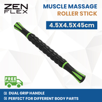Zen Flex Fitness Muscle Massage Roller Stick - Black and Green 4.5x4.5x45cm 