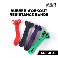 Zen Flex Fitness Rubber Workout Resistance Bands - Set of 4