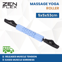 Zen Flex Fitness Hand-Massage Muscle Roller - Blue & Black - 5X5X53Cm