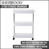 Sherwood Home 3 Tier Storage Organiser - White - 40x12.5x60cm