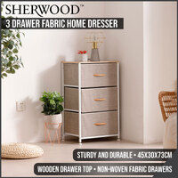 Sherwood Luna 3 Drawer Fabric Home Dresser Cream 