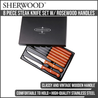 Sherwood Home 8 Piece Steak Knife Set With Rosewood Handles - Natural Brown