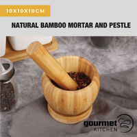 Gourmet Kitchen Natural Bamboo Mortar and Pestle - Natural - 10x10x10cm