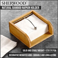 Sherwood Home Natural Bamboo Napkin Holder - Light Brown - 17x17x7cm