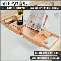 Sherwood Home Bamboo Bed and Bathtub Caddy Tray with Support Frame - Natural Bamboo - 75.5x25.5x6cm