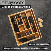 Sherwood Home Bamboo Cutlery Drawer Organiser Natural - 50x35.5x6cm