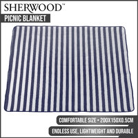 Sherwood Home Picnic Blanket Blue & White Striped 200x150cm