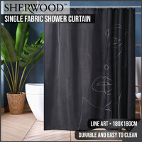 Sherwood Single Shower Curtain Line Art 180x180cm