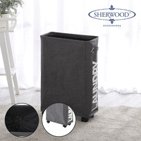 Sherwood Home Foldable Oxford Fabric Thin Laundry Bag with 4 Wheels 20x40x60cm