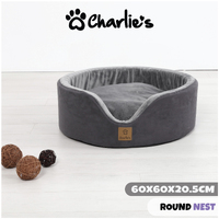 Charlie'S Pet Round Pet Nest Charcoal Medium