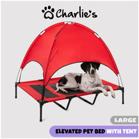 Charlies Elevated Pet Bed With Tent Red Large