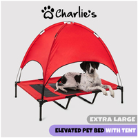Charlies Elevated Pet Bed With Tent Red Extra Large