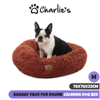 Charlie's Pet Faux Fur Fuffy Calming Pet Bed Nest - Terracotta - Medium