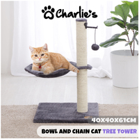 Charlie's Pet Bowl and Chain Cat Tree - Grey 40x40x61cm