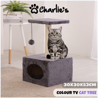 Charlie's Pet Colour Tv Cat Tree - Grey - 30x30x53cm