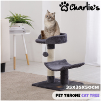 Charlie's Pet Throne Cat Tree - Grey - 35x35x50cm